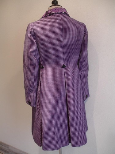 Women's S M 1980's Geoffrey Beene Coat Black Purple Plaid Paisley Shawl Collar - Picture 4 of 18