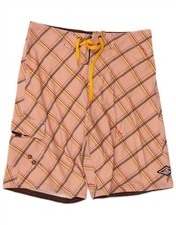 Bear Mens Swimming Shorts Medium Pink Check Polyester CX08