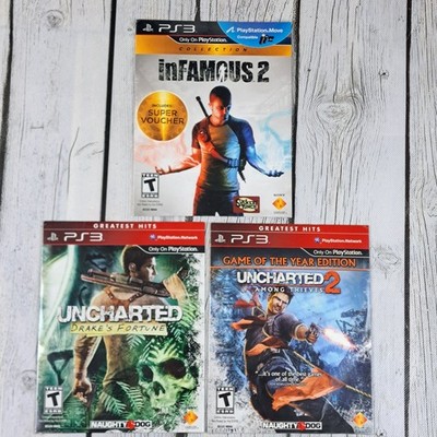 PS3 Infamous 2 Uncharted Games Cardboard Sleeve Sealed New