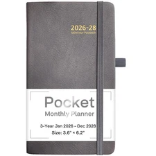 2026-2028 Pocket Monthly Planner, 3 Year Calendar 2026-2028, 6.2’’ x 3.6’’,