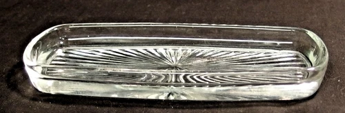 Vintage 6" X 2.5" Clear Glass Butter Dish with a Starburst Pattern