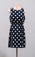 J Crew 43750 Navy White Polka Dots Sleeveless Short Sundress Sheath Dress Sz 4