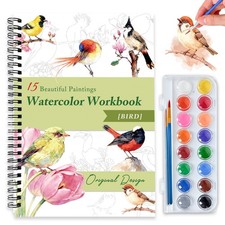 Watercolor Workbooks for Adults Beginners  Teens, 16 with palette, Bird