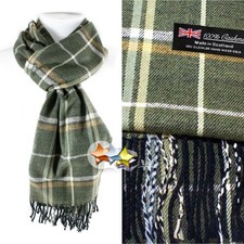 Echarpe plaid fond VERT KAKI  PLAID homme cachemire d'Ecosse top qualité