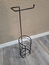 Freestanding Toilet Paper Holder Stand Black Metal Bathroom Storage Reserve