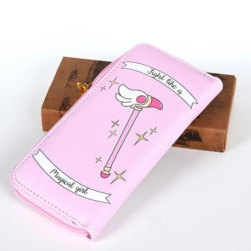 Clow Card KINOMOTO Long Zipper Purse Cosplay PU Wallet Money Bag Captor Sakura - Picture 9 of 18