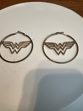 Wonder Woman 1 Pair Loop Earrings DC Comics Official WW Logo New