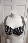 Lands End Women's Underwire Bikini Swimsuit Top Size 10D Black White Geometric