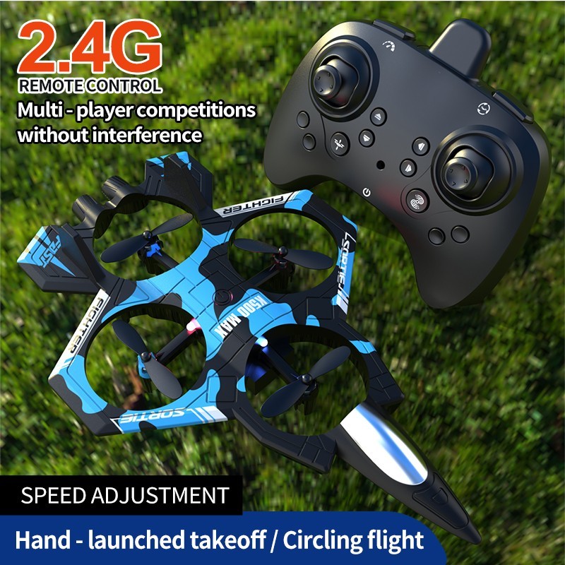 Foam RC Jet Fighter Drone with LED Lights, 360&deg; Flip, One-Key Takeoff, 3 Speeds