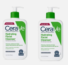 2 CeraVe Hydrating Facial Cleanser Normal To Dry Skin 16Fl Oz Men  Women W93K 