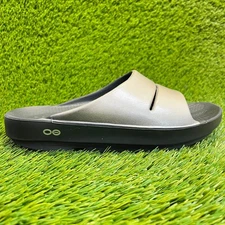 Oofos OOahh Womens Size 8 Cream Black Beach Walking Recovery Slide Sandals