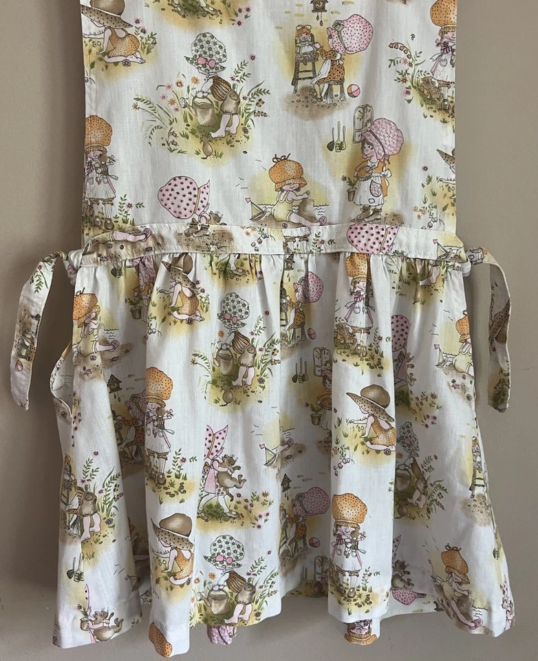 Delantal vintage Holly Hobbie hecho a mano nudo de corbata niñas 7 8 años 70 80 Foto 4 de 4