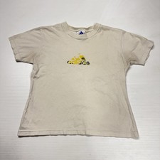 Vtg Adidas Womens Center Tropical Logo T-Shirt M White USA Made Beach Sports