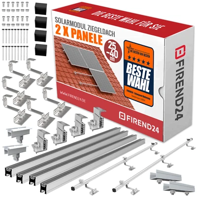 FIREND24 PV Montage Set Halterung Befestigung Photovoltaik Ziegeldach Solarpanel 0% 25-40