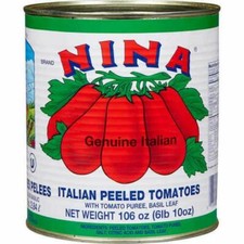 NINA Genuine Italian Peeled Tomatoes w/ Puree & Basil Leaf - 106 oz Can