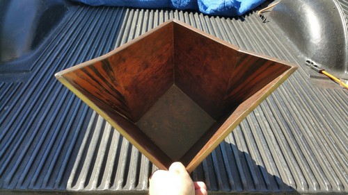 UNBELIEVABLE MID CENTURY MODERN STYLIZED ROSEWOOD & BURL WOOD WASTE PAPER BASKET - Picture 5 of 5