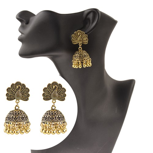 Orecchini a perno goccia zingara etnica nappa vintage Jhumka matrimonio gioielli indiani - Foto 46 di 82