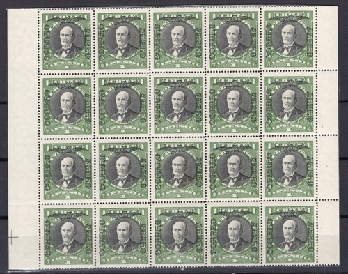 CHILE 1928 airmail President overp. 1p Pinto watermarked massive block of 20 MNH