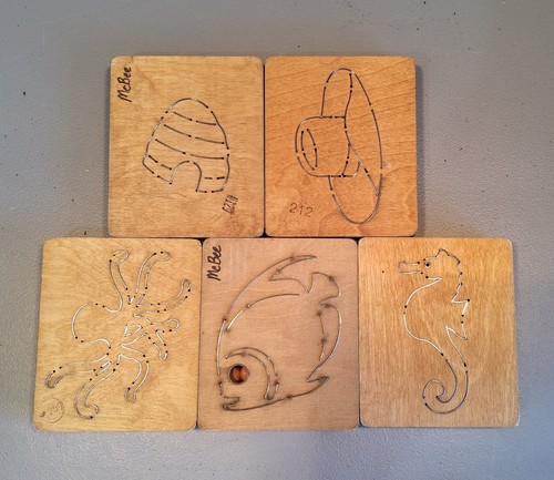 Lot of 5 Ellison Accucut Die Cut 5" x 6" Cowboy Beehive Seahorse Octopus Fish