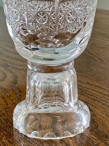 Czech Hand-cut Crystal 10.5” Vase Queen’s Lace Pattern - Picture 3 of 10