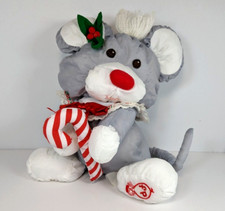 Fisher Price Puffalump Christmas Mouse Gray Candy Cane 1987 Holly 8016 Nylon Vtg