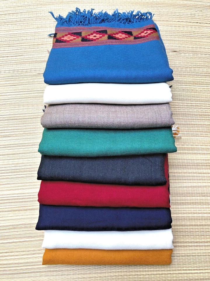 Mantón Kullu Unisex Geométrico Tribal 100 % Pura Hilado a Mano Lana de Oveja Foto 3 de 4