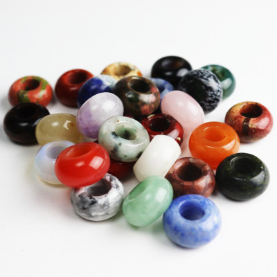 Natural Gemstones Rondelle Spacer Big Hole Charm Beads for European Bracelet New