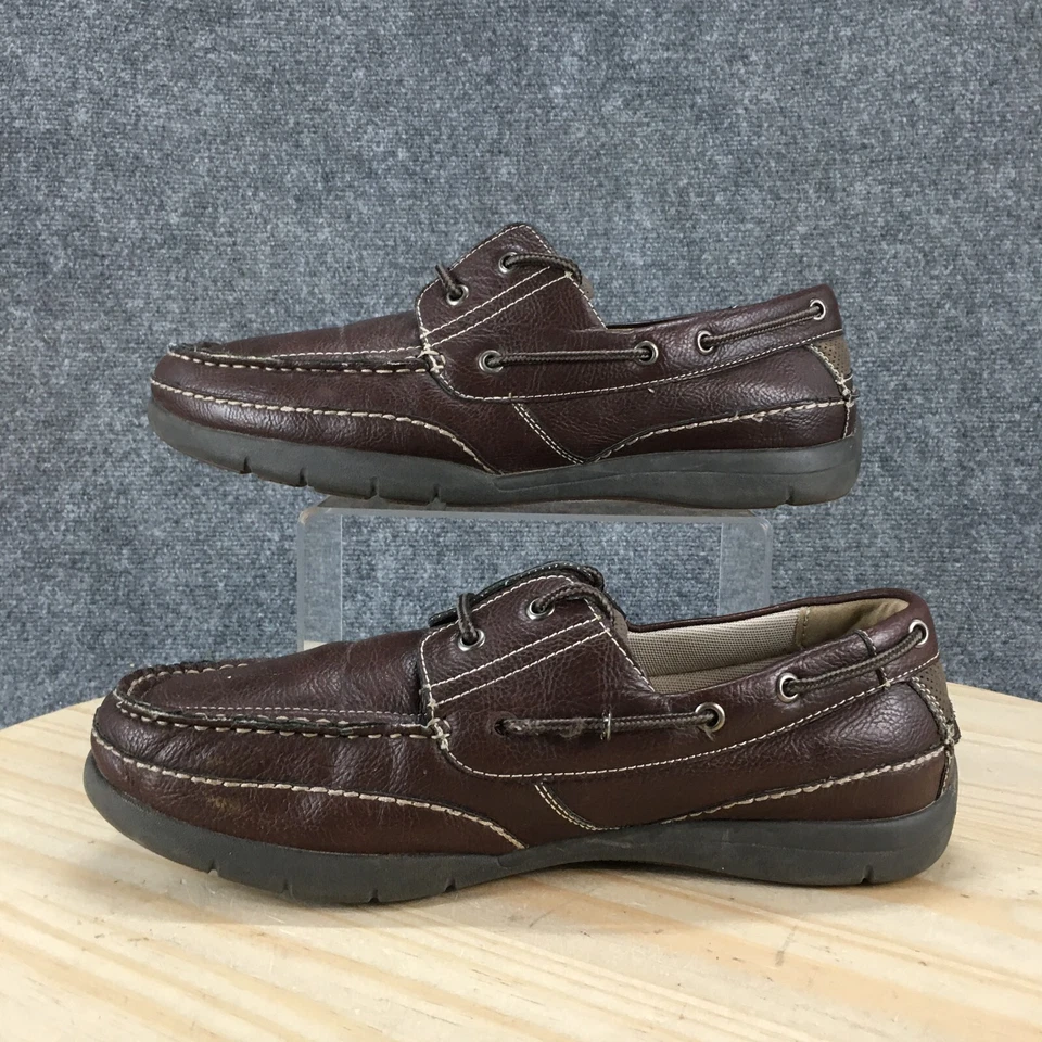Mourtain Greek Shoes Mens 11 M Boat Brown Faux Leather Slip On Moc Toe Casual - Image 2 of 4
