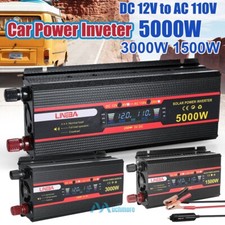 LCD 5000W Power Inverter DC12V To AC110V 2 Outlet Charger Solar RV Car Converter