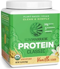 Sunwarrior Organic Classic Vanilla Protein - Plant-Based Protein Powder,  375g