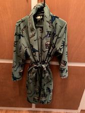 Sonoma boys/youth flannel bathrobe - green with dinosaurs - size L 12-14 - EUC 
