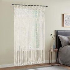 Bohemian Style Woven Tassel Curtain White Wall Hanging Window Curtains Decor