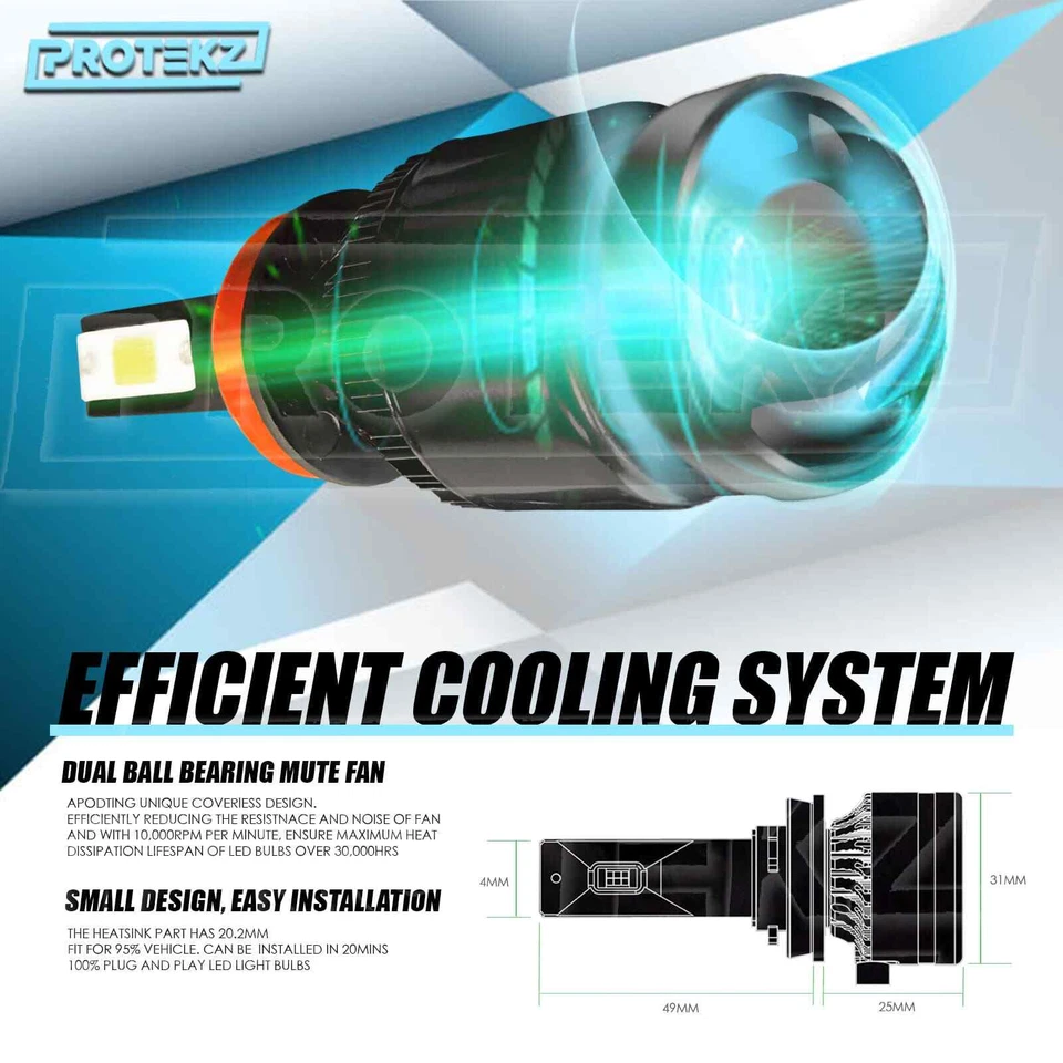 Kit de farol de neblina LED H10 9145 ventilador de refrigeração 6500K para Ford F150 F250 F350 Super Duty - Imagem 4 de 4