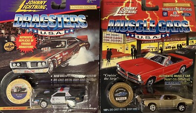 (2) JOHNNY LIGHTNING Dragster 92 LAPD & Muscle Car 70 Chevelle SS, LIMITED