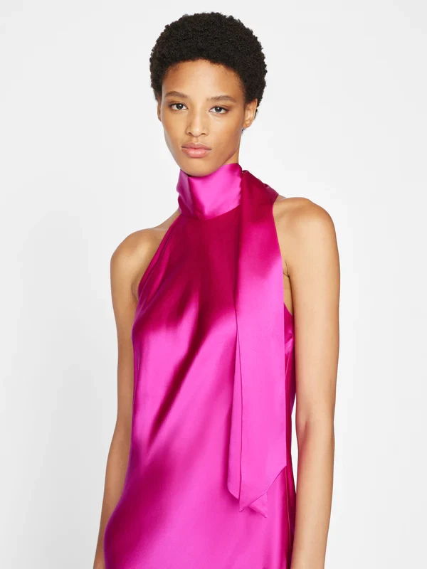 skotsk sjækel revolution Frame Women&#039;s Draped Neck-Tie Halter silk Top sz XL in magenta | eBay