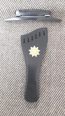 Archtop Guitar Tailpiece in Ebonywood + Archtop Bridge RIGHT Handed set
