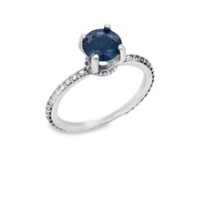 GENUINE SAPPHIRE AND DIAMOND HALO PLATINUM RI...
