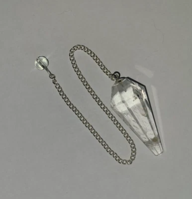 Clear Quartz, White Quartz Faceted Cone Crystal Dowsing Pendulum Divination Tool