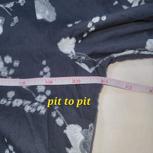 Soft Surroundings Sz S Tuberosa Long Sleeve/ Rolled Blouse Navy Floral Popover - Picture 13 of 17