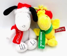 Peanuts Snoopy Woodstock Plush Lot Pair Christmas Keychain Clip decoration 8"