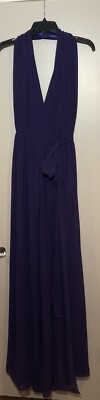 Joanna August Ceremony Halter Wrap Dress Style Amber, Color Purple Haze - Size L