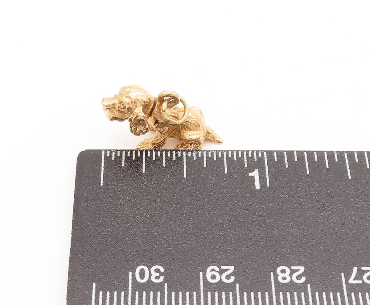 アクセサリー dog 0629 14K GOLD Vintage Miniature Head Wagging Dog Pendant (MOVES