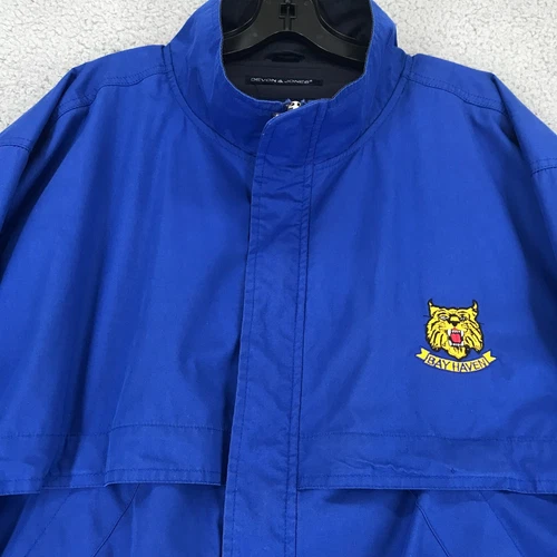 Devon & Jones Windbreaker Jacket Size L Mock Neck Pockets Full Zip Blue image 2