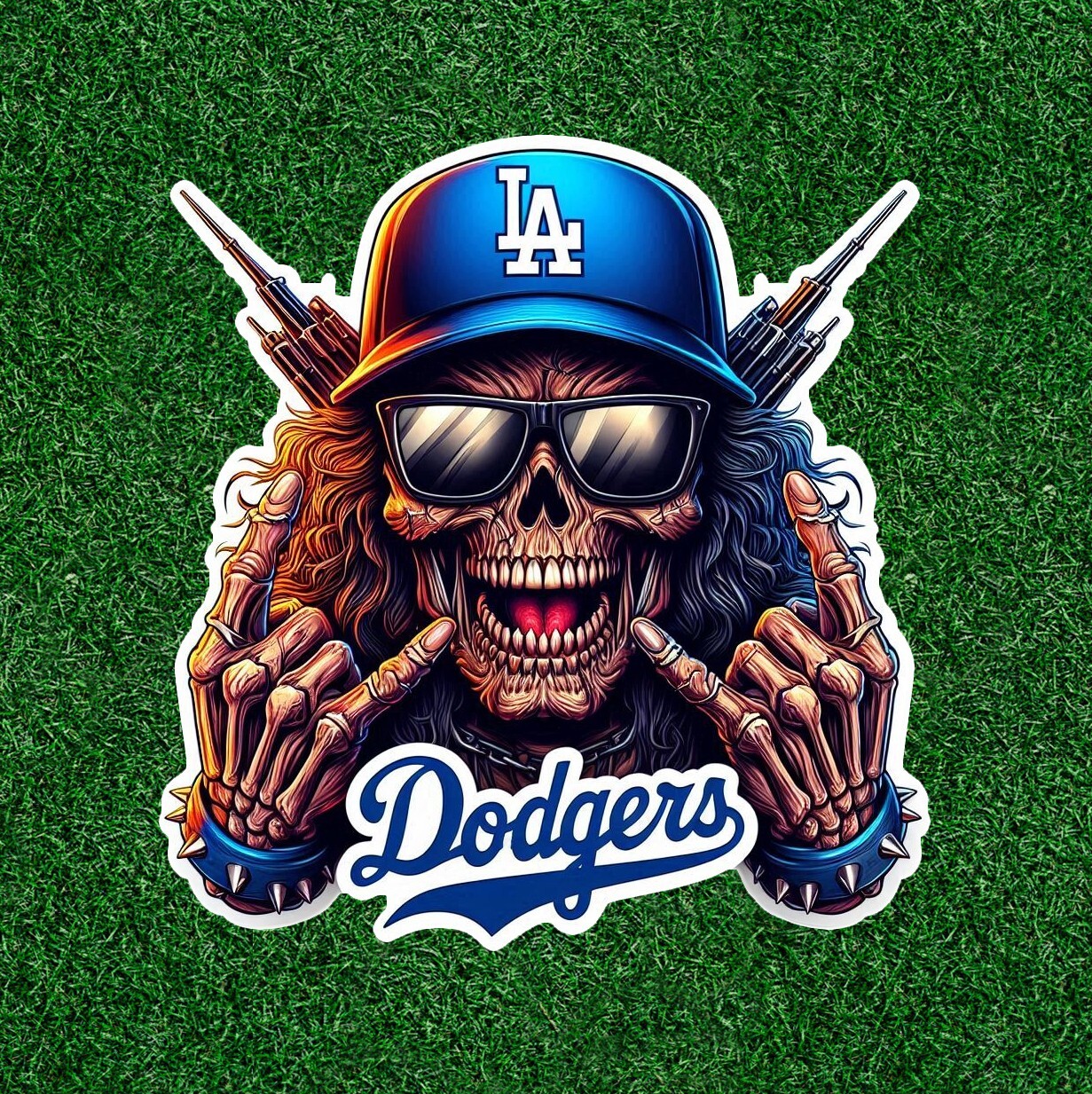 Iron Maiden's Eddie is a Dodgers fan waterproof vinyl sticker - several sizes