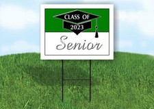 2023 SENIOR GREEN WHITE 18inx24in Yard Road Sign w/ Stand