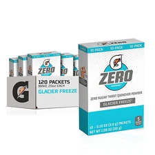 GATORADE G ZERO POWDER Glacier Freeze SUGAR FREE 10 Single Packets QUICK STICKS