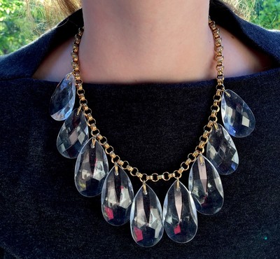 Kate Spade Crystal Briolettes 'Cascade' Necklace Earrings SET double drop teal