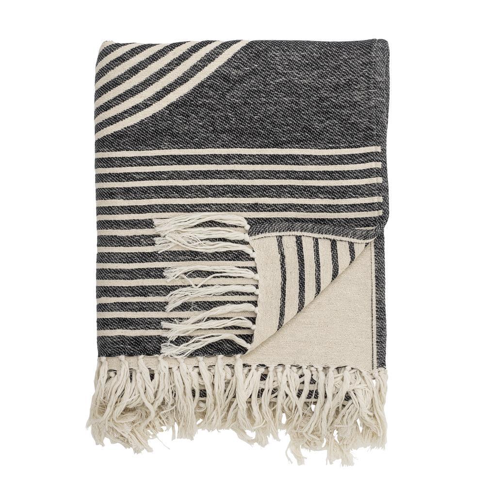 Настил из анека в стиле Блумингвилль Schwarz Baumwolle 150x130 см Tagesdecke mit Fransen