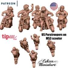 US Paratroopers on M53 Scooters - United States Army - 28mm -  Eskice Miniature