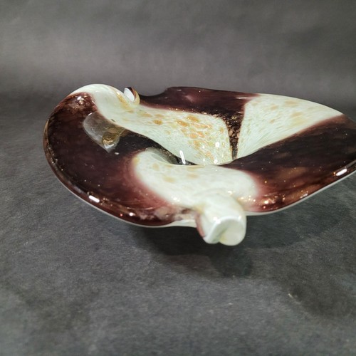 Vintage Murano Art Glass Copper Aventurine Swirl Hand Blown Candy Dish Bowl 11” - Picture 11 of 12